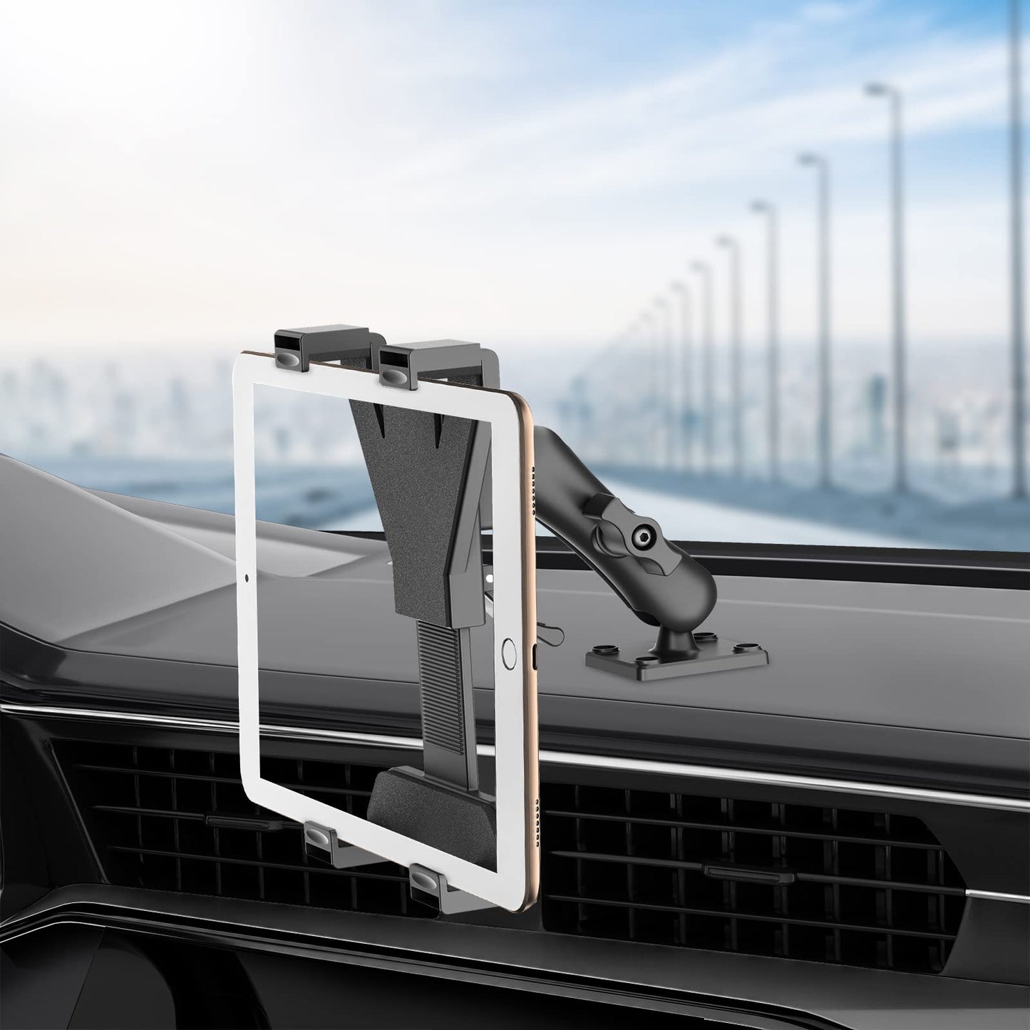 OHLPRO Heavy Duty Drill Base Tablet Holder Car Mount Dashboard for iPad/iPad mini Samsung Galaxy (All 7" - 11.5") Tablets, ipad Mount for Desks,Cars, Great for Wall, Truck, Commercial Vehicles Dash