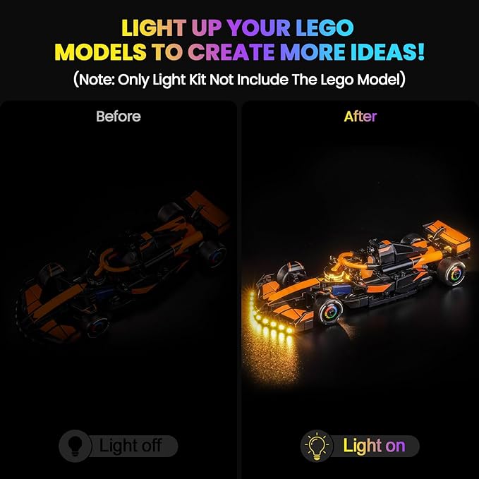 Upgraded Led Light Kit Compatible with Lego McLaren F1 Team MCL38 Race Car Building Set Lights Decoration Compatible with Lego 77251 (Model Not Included)