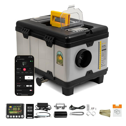 8KW Diesel Air Heater, 110V/12/24V All-in-One Portable Diesel Heater, with APP Control, 5500m Max Altitude Mode, Auto Start-Stop and Wireless Temperature Sensing, for RV Garage Truck Boat Tent