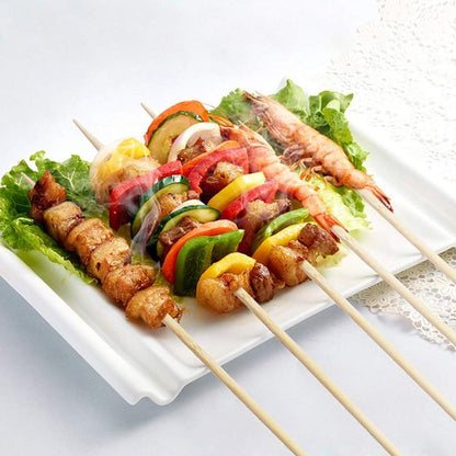 Fu Store Bamboo Skewers, 8 Inch Bamboo Sticks 100pcs BBQ Kabob Skewers, Grill, Appetizer, Fruit, Corn, Chocolate Fountain, Cocktail, Art, Craft, Set of 100 Pack