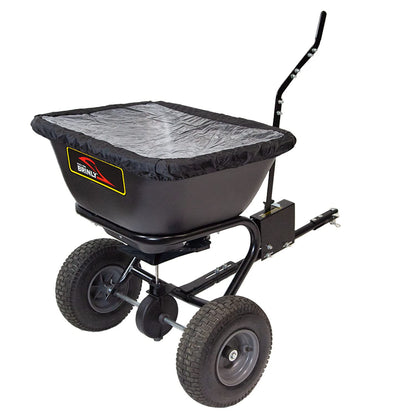 Brinly BS26BH-A Tow Behind Broadcast Spreader with Universal Hitch, 125 lb. - Deluxe Matte Black