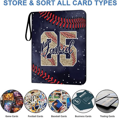 Personalized Ice Cream Drip Baseball Card Binder with Name &amp Number – Zipper Trading Card Album with Handle – Collector Case for Players &amp Fans (Baseball Galaxy)
