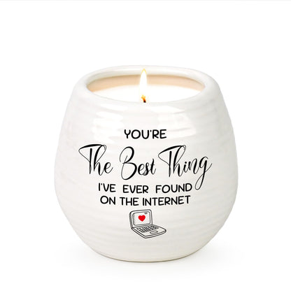 Gifts for Her Girlfriend Wife, Girlfriend Birthday Gifts, 10 Oz Handmade Ceramic Lavender Scented Candle, Valentines Anniversary Christmas Gift for Her Gilrfriend, Romantic Candles