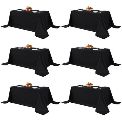 Fitable Black Tableclothes for Rectangle Tables, 6 Pack - 90 x 156 Inch - Reusable and Elegant Tablecloths, Polyester Fabric Table Covers for Wedding, Party, Banquet, Formal Events