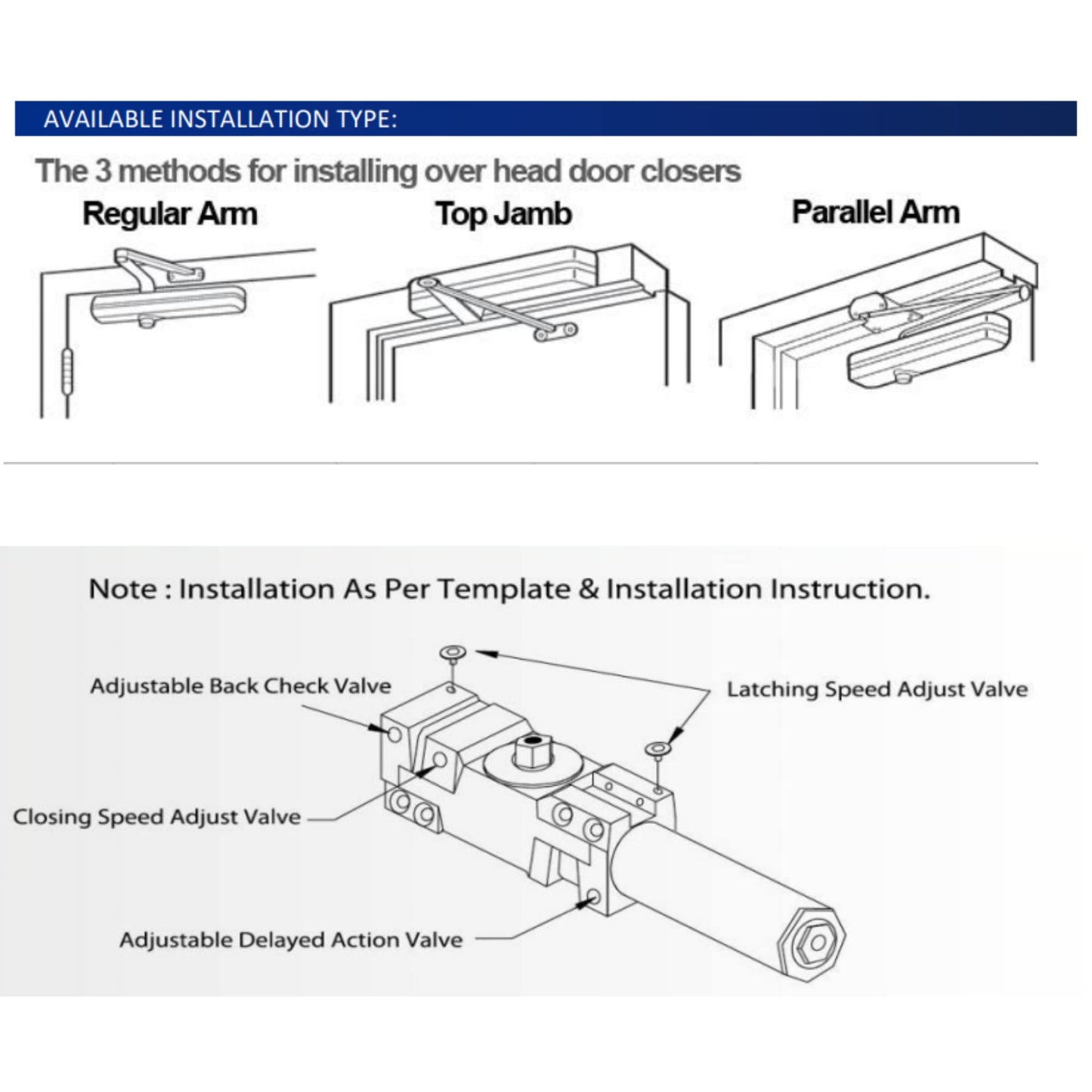ZOOM PRECISION 4041 Heavy Duty Automatic Door Closer - Adjustable for Doors (40-330lbs)