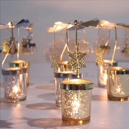 Eforcase Rotary Spinning Tea Lights Candle Holder, Silver Cup Romantic Ornament for Wedding PartyChristmas Home Decor