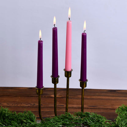 PAMELIFE 4 Pack Advent Taper Candles Set, 10-Inch Premium Dripless Unscented Christmas Real Wax Candles - Perfect for Holidays, Seasonal Celebrations, Church Services, and Parties.