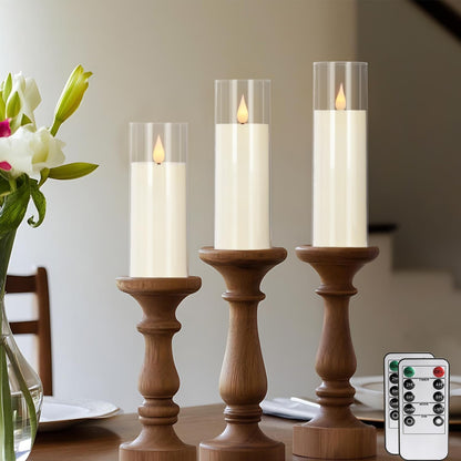 Wfmolcand 24-Pack Acrylic LED Flameless Pillar Candles with Remote & Timer, Battery Powered - Perfect for Indoor/Outdoor Decor,Wedding,BBQ and Gift - Easily Create a Magical Atmosphere.(Ivory)