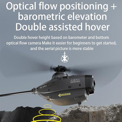 RC ERA C127AI RC Helicopter for Adults Black Hornet with 1080p HD Camera 4CH Brushless Motors Optical Flow Positioning Altitude Hold RTF Military Drone Aircraft