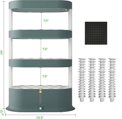 Lyfreen 4-Tier 64-Pod Hydroponics Growing System, Large Vertical Hydroponic Garden with LED Grow Lights & Automatic Water Pump, Self-Watering Planter for Herbs, Lettuce & Vegetables