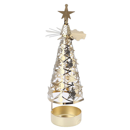 Fdit Candle Holder Christmas Candlestick Aromatherapy Gifts Carousel Creativity Romantic Set Holder Poster (Gold Snowflake)