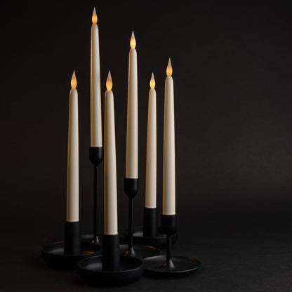 WYZworks 24 Pack, 11" LED Flameless Ivory Taper Flickering Candles Lights, Clickable On/Off Button, Battery Operated Electric Long Tall Candlesticks for Holiday Christmas Candelabra Wedding Window