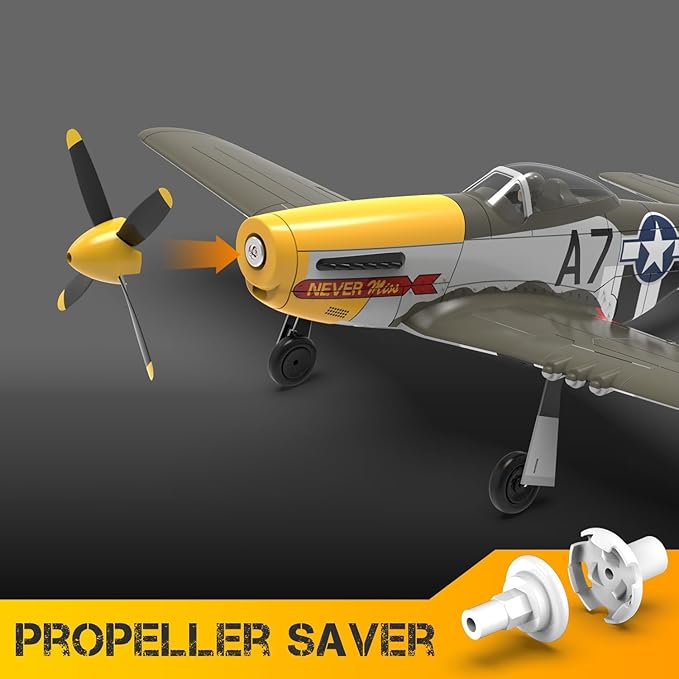P51 Mustang RC Plane Brushless 4 Channel - VOLANTEXR 500mm RC Planes with XPilot Stabilizer &amp 3D Aerobatic RC Airplanes for Adults 2 Batteries