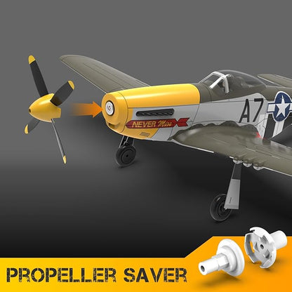 P51 Mustang RC Plane Brushless 4 Channel - VOLANTEXR 500mm RC Planes with XPilot Stabilizer &amp 3D Aerobatic RC Airplanes for Adults 2 Batteries