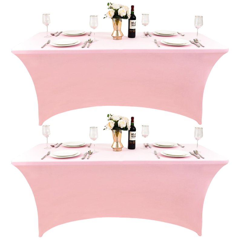 ZarzaaSik 2-Pack 4ft Spandex Table Covers for Rectangular Folding Tables - Wrinkle Resistant Stretch Tight Table Cloths - Ultimate Fitted Table Protector for Parties, Banquet, and Wedding
