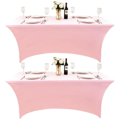 ZarzaaSik 2-Pack 4ft Spandex Table Covers for Rectangular Folding Tables - Wrinkle Resistant Stretch Tight Table Cloths - Ultimate Fitted Table Protector for Parties, Banquet, and Wedding