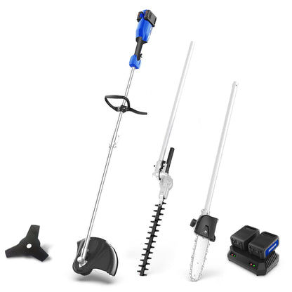Wild Badger Power Upgraded 40V Cordless String Trimmer & Edger, 4-in-1 Multi-Tool Kit with Hedge Trimmer, Brush Cutter & Pole Saw, Attachment Capable Weed Wacker, 2 * 20V 4.0Ah Batteries & Charger