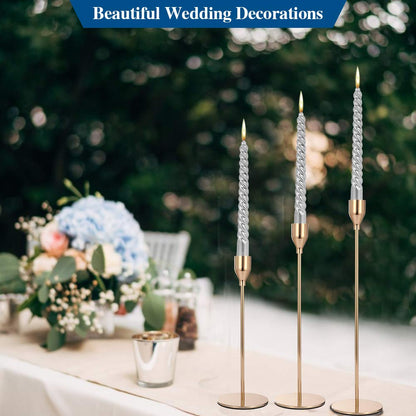 Anndason Set of 6 Pink Gold Candlestick Holders Pink Gold Candle Holder Taper Candle Holders Candle Holders Decorative Candlestick Holder for Home Decor, Wedding, Dinning, Party, Anniversary (Gold)
