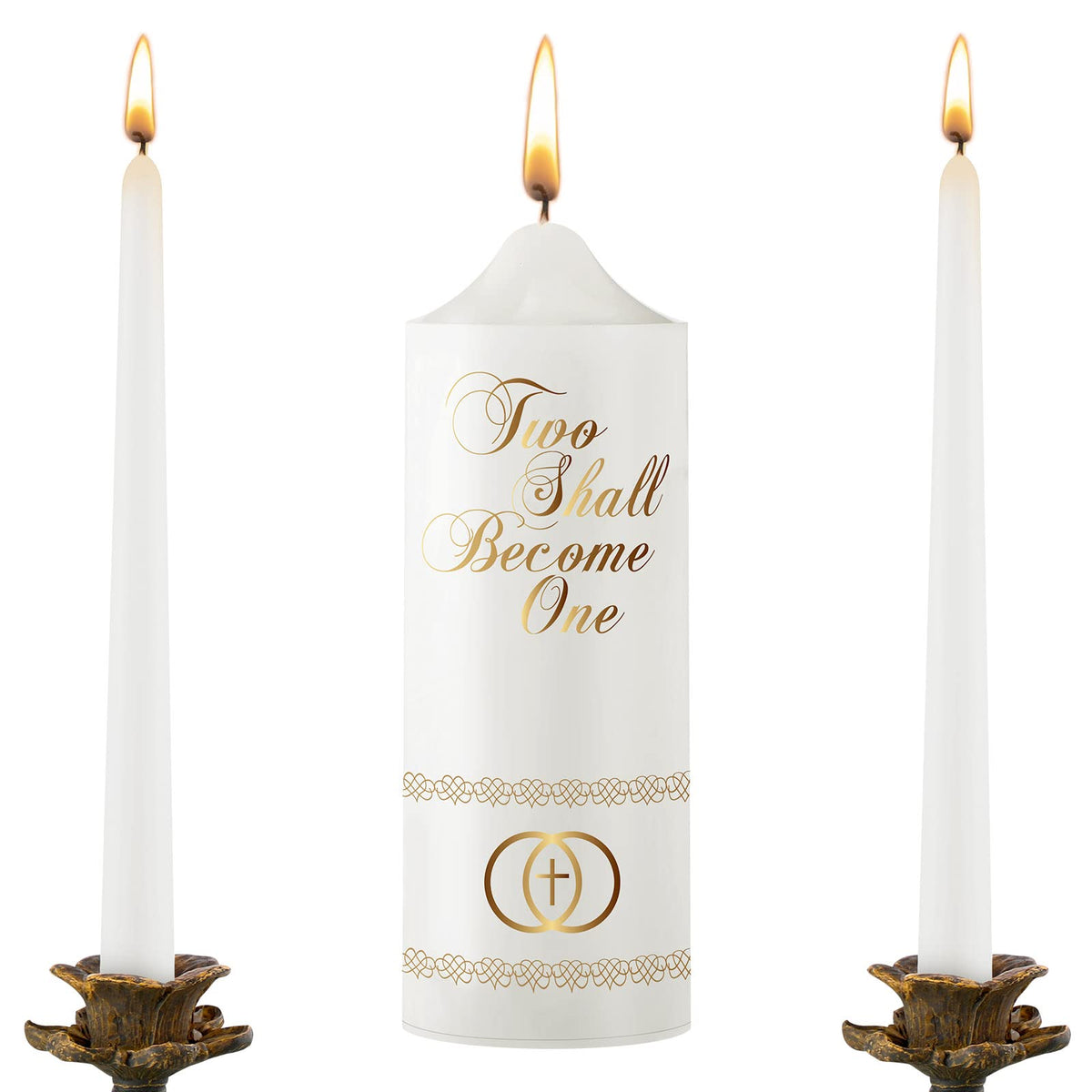 Frienda Unity Candles for Wedding Ceremony Set Wedding Unity Taper Candles Catholic Religious Ceremony Accessories(Cross)