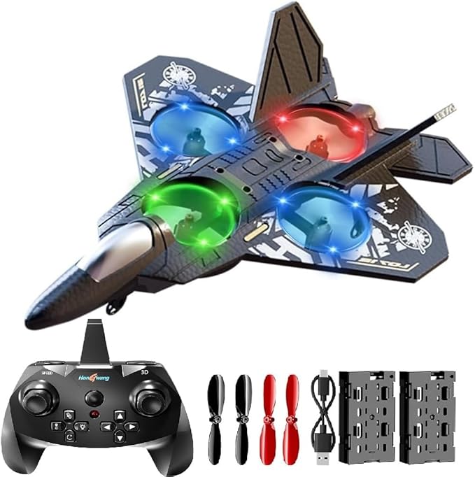 Remote Control Airplane for Kids Boys Beginners 8-12 RC Plane with Light 360° Flip Fighter Jet Toys Stunt Roll Airplane Toy Gifts for Kids Boys Girls 8-16 Drone for Adults