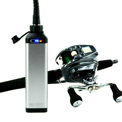 MAG CRUISE 10Ah Sea Fishing Reel Battery and Accessories for Daiwa Tanacom Seaborg Leobritz Shimano Electric Fishing Reel Battery (Free 2m Power Cord) (Silver)