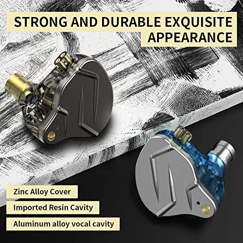 KZ ZSN Pro Dual Drivers 1BA 1DD in Ear Earphones HiFi Power Bass Earbuds Headphones High Clarity Sound Wired Earphones with Detachable Cable for Audiophile Musician