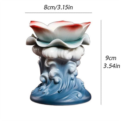 YUHUAWF Candle Holderss Ceramic Lotus Wave Candlestick Table Decoration Decorative Candlestick