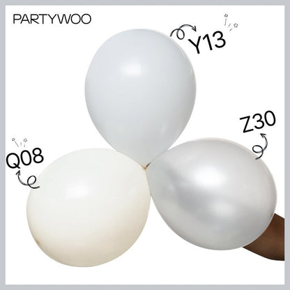 PartyWoo Pearl White Balloons 155pcs Different Sizes Pack of 18 12 10 5 Inch Metallic White Latex Balloon Arch Kit Garland for Wedding Graduation Baby Shower Birthday Party Decorations White-Z30