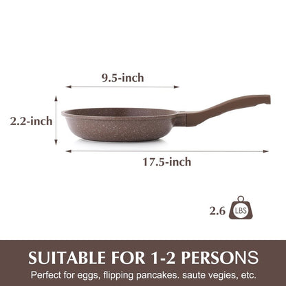 SENSARTE Nonstick Frying Pan Skillet, Non Stick Omelette Pan, Healthy Stone Cookware Chef's Pan PFOA Free, Toffee Brown (9.5 Inch)