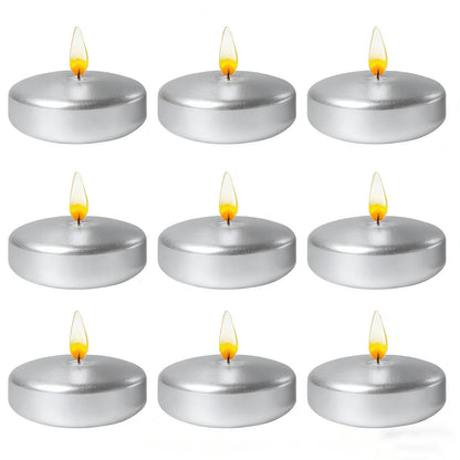 Silver Floating Candles 3 Inch 12 Pack – Paraffin Wax Floating Candle for Weddings, Parties, Winter Events & Home Décor – Clean Burning & Long Lasting