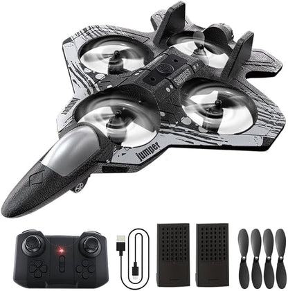 XOS Remote Control Foam Airplane Drone RC Stunt Plane RC Fighter Jet with LED Light 360° Flip 9 Functions for Kids Adults Boys Gifts
