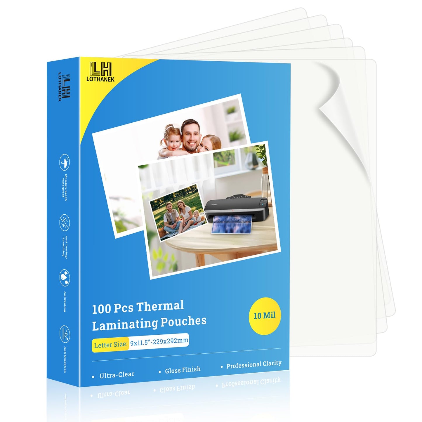 A3 3-10 Mil 4-Roller Commercial Laminating Machine+100 Pack 9 x 11.5 Inches Thermal Laminating Pouches 10 Mil