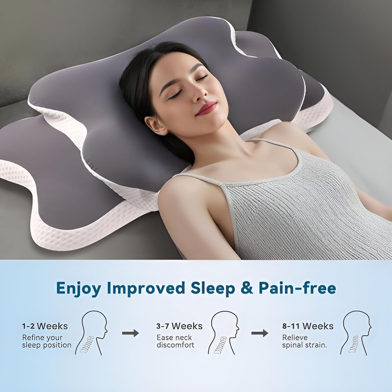 RUFOUS Orthopedic Cervical Pillow for Neck Pain Relief – Adjustable Contour Memory Foam, Dual-Height (4.3"/3.5"), Cooling Washable Cover, Orthopedic Neck Support for Side & Back Sleepers