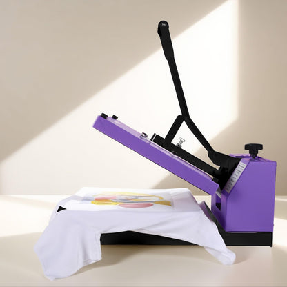 BetterSub 15‘’x15‘’ Industrial Heat Press Machine for T-Shirts, Sublimation, Transfers – Digital LCD Control, Teflon Surface, Clamshell Design, Safe & Durable - Purple