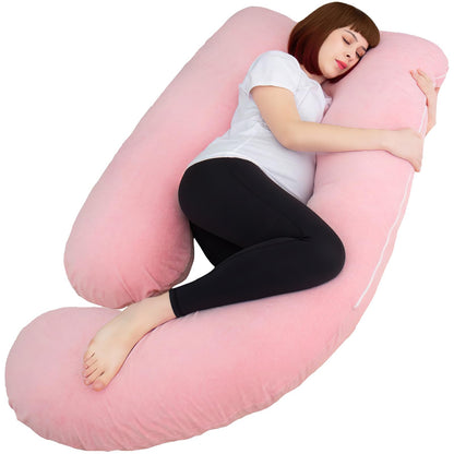 AMCATON 60 Inch Pregnancy Pillows for Sleeping, Extra Large U Shaped Body Pillow, Pregnancy Pillow, Maternity Pillow for Pregnant Women with Velour Cover (Pink)