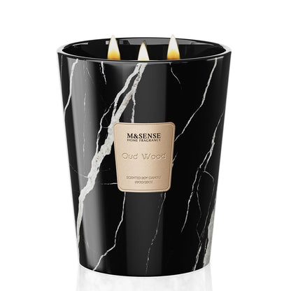 M&SENSE Extra Large Candle OudWood Intense Scented Candle,3 Wick Highly Scented XL Jar Candle,35oz 150H,Candles Gift for Women and Men