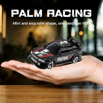 KF33 1:64 Scale Mini Drift RC Car with Full Proportional RTR 2.4GHZ Remote Control for Desktop Racing (Black)