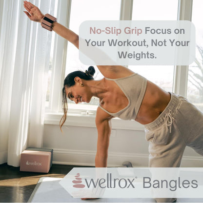 Wellrox Weighted Bangles – Adjustable Ankle and Wrist Weights for Women & Men – Set of Ankle Weights 2 lbs (1 lb Each Wrist Weight) | Weighted Arm Bands for Pilates, Yoga, Running & Walking (Rose)