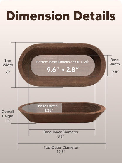 Duseu 12 pcs 12.5 Inch Dough Bowls for Candle Making, Wooden Candle Bowl Decor, Farmhouse Centerpiece Table(Brown)