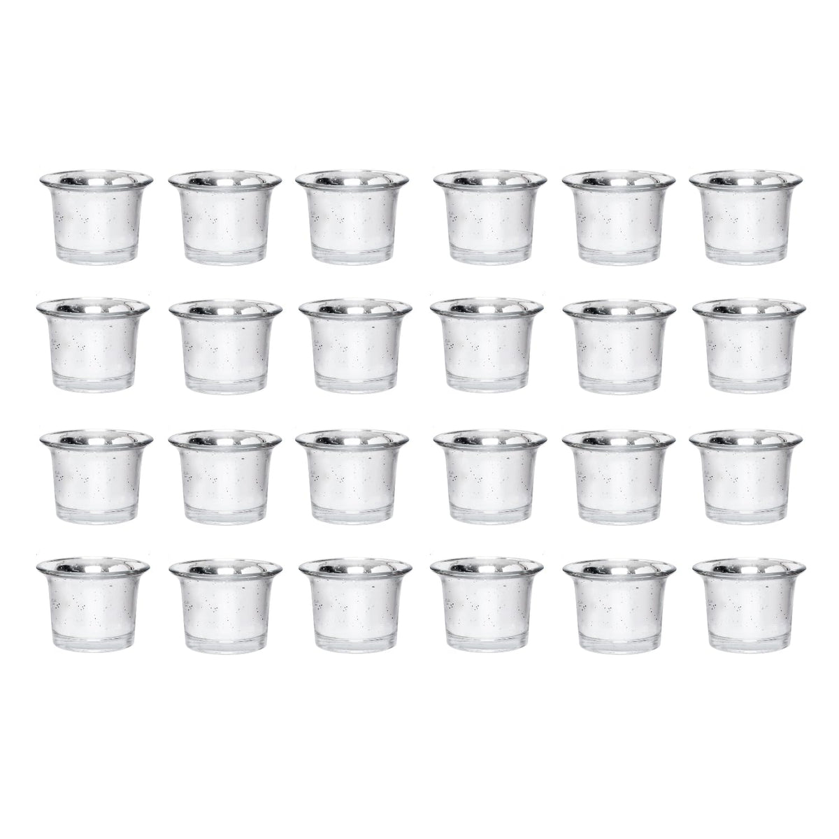 Hosley Set of 24 Metallic/Antique Finish Glass Candle Tealight Holders. Ideal Gift for Wedding Bridal Party Reiki LED Votive Tea Light Gardens O4 (Antique Silver)