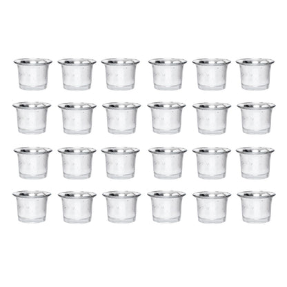 Hosley Set of 24 Metallic/Antique Finish Glass Candle Tealight Holders. Ideal Gift for Wedding Bridal Party Reiki LED Votive Tea Light Gardens O4 (Antique Silver)