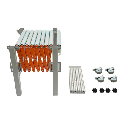 Adjustable Roller Conveyor 110LBS Telescopic Conveyor Roller Table with Scale Display & 2 Hooks Length 18'' to 51'' Height 20'' to 32'' Flexible Folding Turning Conveyor Belt 17'' Wide Conveyor Roller