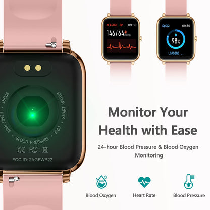 KALINCO Smart Watch, Fitness Tracker with Heart Rate Monitor, Blood Pressure, Blood Oxygen Tracking, 1.4 Inch Touch Screen Smartwatch Fitness Watch for Women Men Compatible with iOS Android