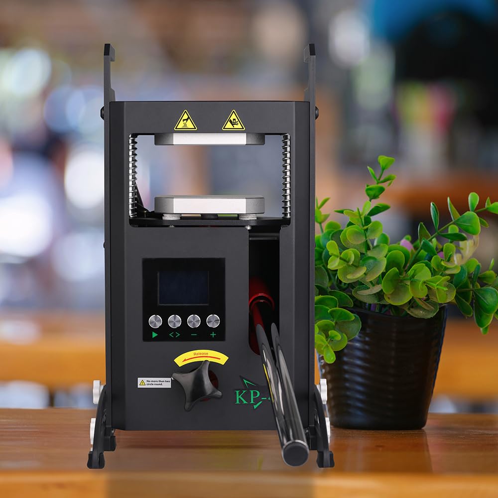 4T Hydraulic Heat Press Machine with Dual Heating Plates 4x4 Inches and Precise Digital Temperature Control LCD Screen for Homeuse Portable Manual Heat Pressing Machine