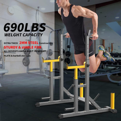 K KiNGKANG Adjustable Squat Rack,Multi-Function Barbell Rack for Weight Lifting and Home Gym Fitness Workout Portable Squat Bench Press,Load 690LBS