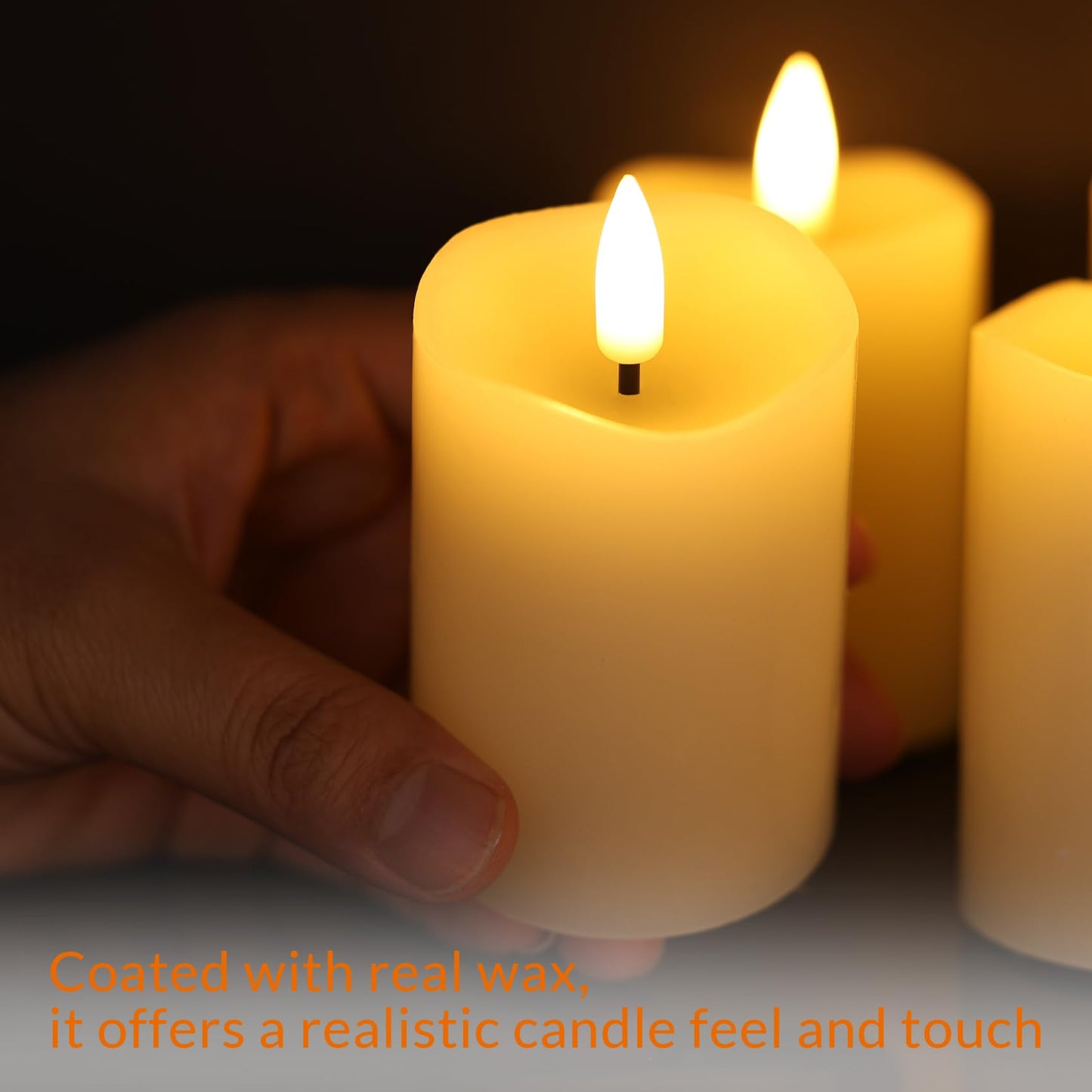 Girimax Ivory Christmas Flameless Votive Candles with Timer Batteries, 2x3 inch Small LED Pillar Candles Flickering Real Wax Set of 6