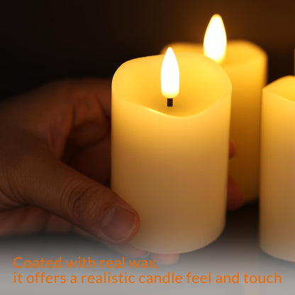 Girimax Ivory Christmas Flameless Votive Candles with Timer Batteries, 2x3 inch Small LED Pillar Candles Flickering Real Wax Set of 6