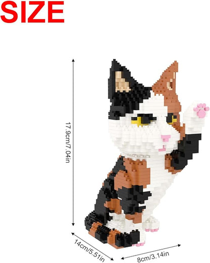 Larcele Cat Micro Building Blocks Animal Set DIY Mini 3D Building Toy Bricks Kit1137 Pieces KLJM-05 (Red Tabby)