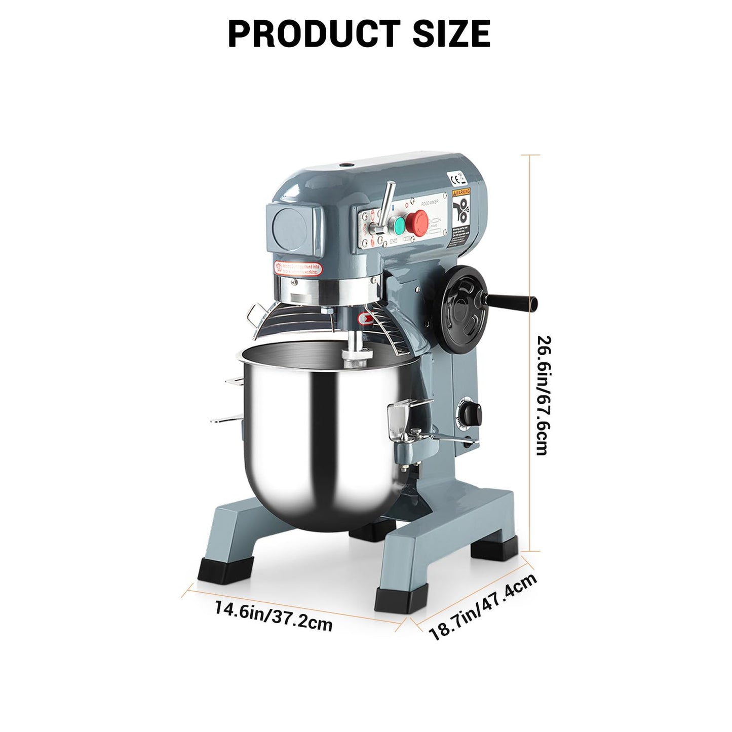 Commercial Food Mixer 15Qt, Heavy Duty Commercial Stand Mixer with 3 Speeds Adjustable, 660W Electric Dough Mixer with Stainless Steel Bowl, Dough Mixer Timing Function for Bakeries Pizzerias