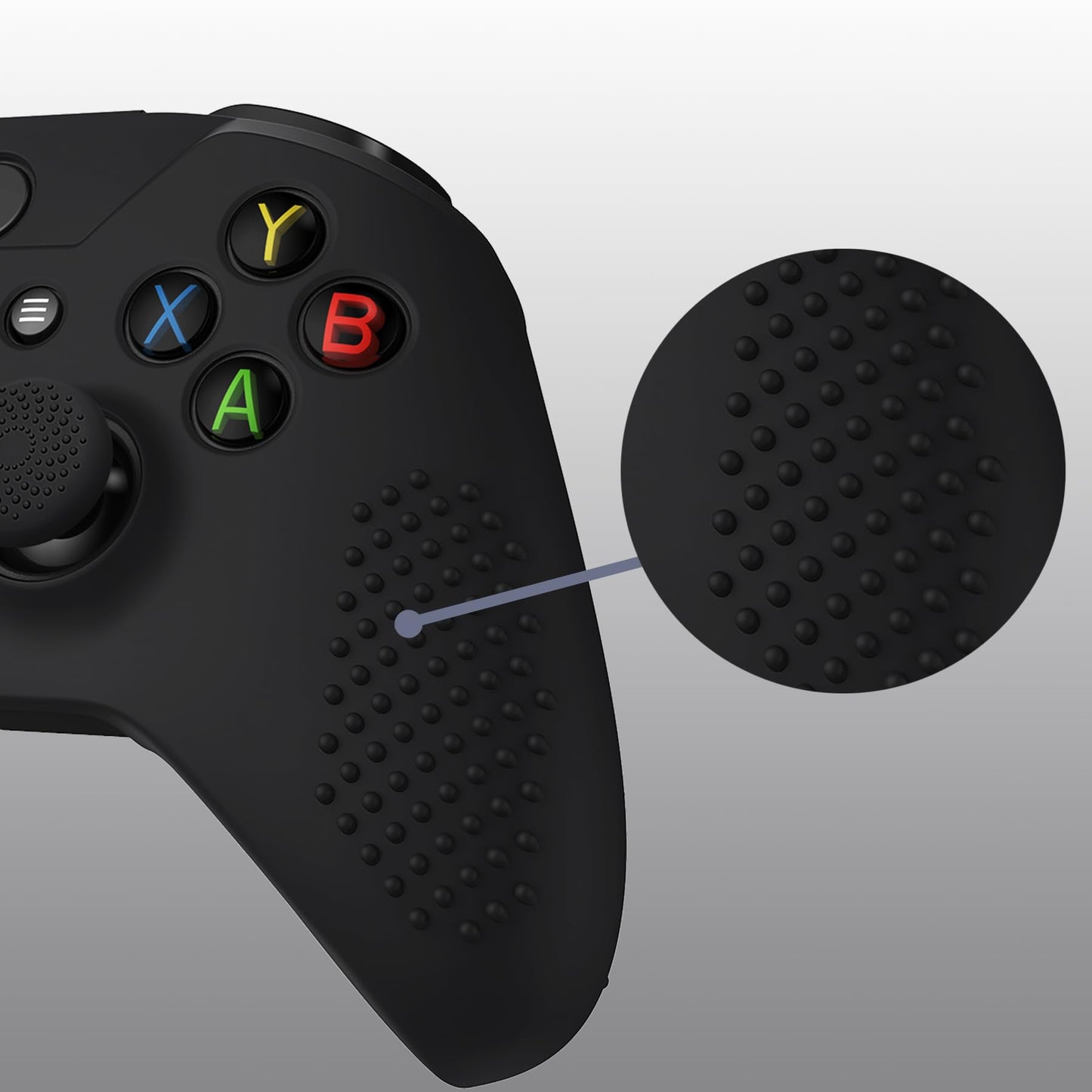 eXtremeRate PlayVital Soft Anti-Slip Silicone Controller Cover Skins Thumb Grips Caps Protective Case for Xbox One X/S Controller (Model 1708)- Black
